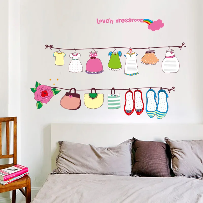 Hanging clothes cartoon children room household adornment wall stickers on the wall
Hanging clothes cartoon children room household adornment wall stickers on the wall