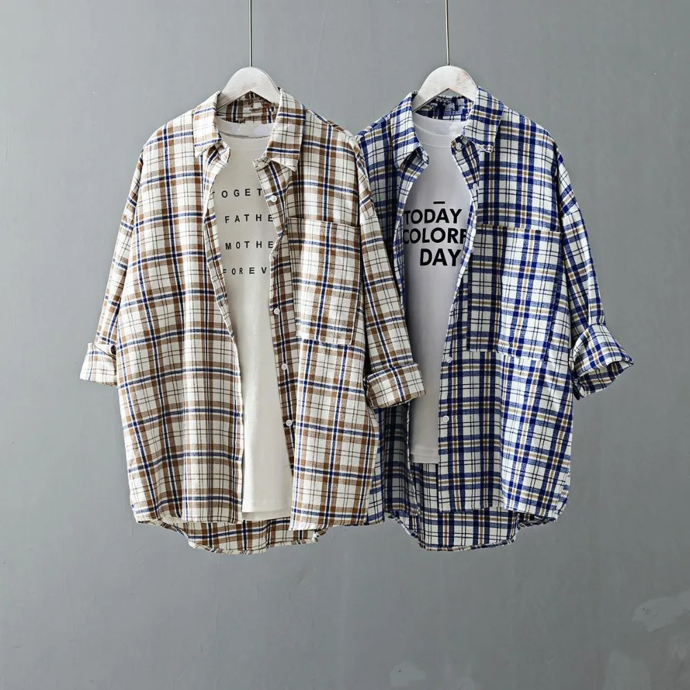 Korean Fashion Plus Size Women Plaid Shirt 2019 Spring Long Blouse Big Pocket Turn Down Collar Ladies Tops Long Sleeve Blouse
Korean Fashion Plus Size Women Plaid Shirt 2019 Spring Long Blouse Big Pocket Turn Down Collar Ladies Tops Long Sleeve Blouse