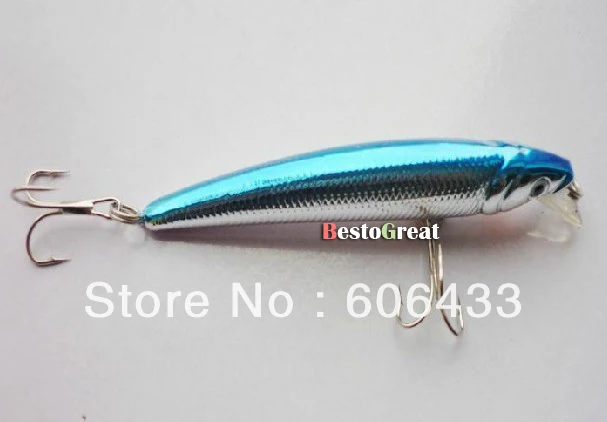 10 Pieces/lot Fishing weever Lure blue Mimmow Treble Hook Spinner baits 8.5cm 7g