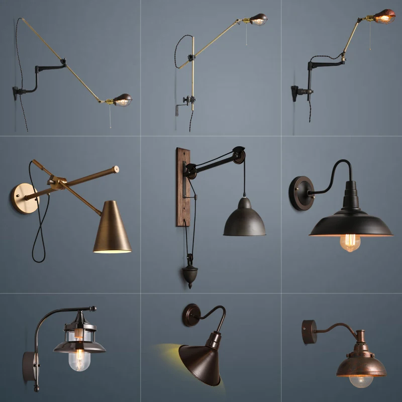 American vintage Iron loft industrial wall lamp indoor lighting bedside lamps wall lights for home 110V/220V E27 Edison Bulb
American vintage Iron loft industrial wall lamp indoor lighting bedside lamps wall lights for home 110V/220V E27 Edison Bulb