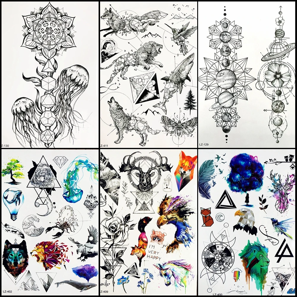 Black Geometry Animals Waterproof Tattoo Women Arm Fox Stickers Temporary Watercolor Eagle Tattoo Men Body Arm Tatoo Decal
Black Geometry Animals Waterproof Tattoo Women Arm Fox Stickers Temporary Watercolor Eagle Tattoo Men Body Arm Tatoo Decal