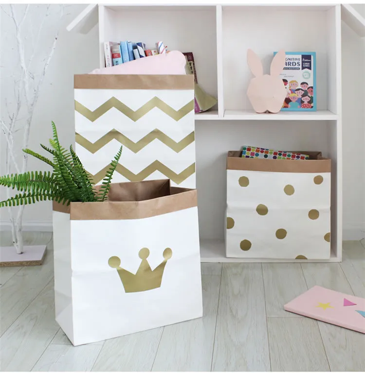 Convenient Heavy Kraft Paper Storage Bags Laundry Bag Toys Clothes Organizer Tool gold chevron crown dot
Convenient Heavy Kraft Paper Storage Bags Laundry Bag Toys Clothes Organizer Tool gold chevron crown dot