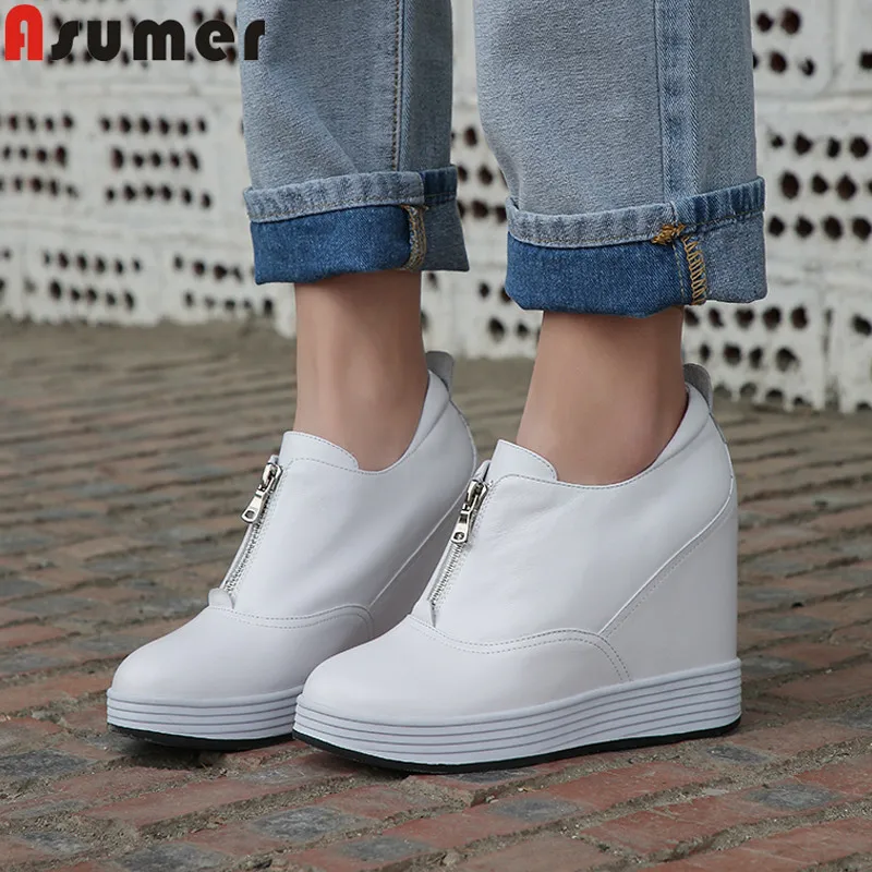 ASUMER 2021 hot sale new spring autumn new shoes woman round toe zip genuine leather shoes women casual increased internal shoes
ASUMER 2021 hot sale new spring autumn new shoes woman round toe zip genuine leather shoes women casual increased internal shoes