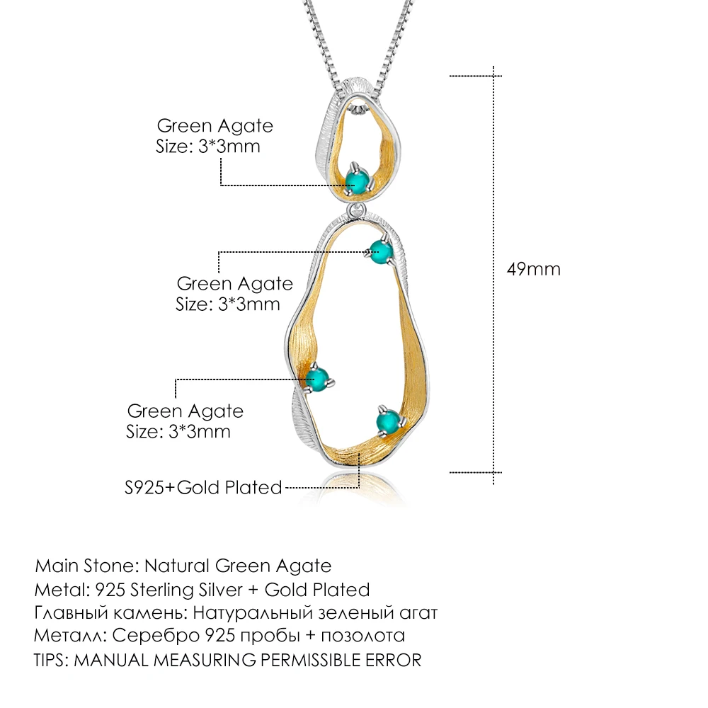 GEM'S BALLET Natural Green Agate Gemstones Fine Jewelry 925 Sterling Silver Handmade Twist Pendant Necklace for Women Wedding
GEM'S BALLET Natural Green Agate Gemstones Fine Jewelry 925 Sterling Silver Handmade Twist Pendant Necklace for Women Wedding