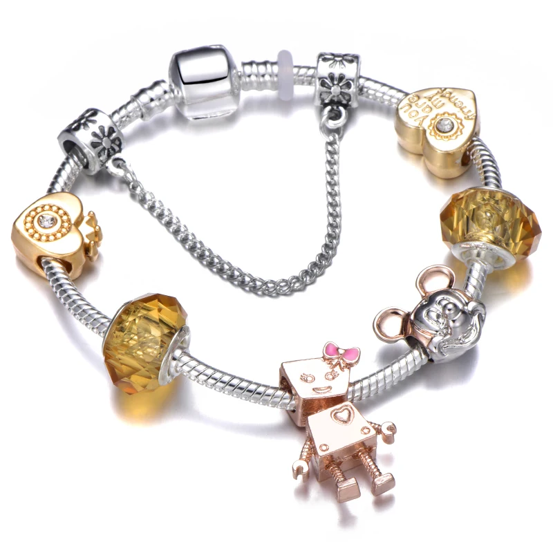 Hot Sale Silver Color LOVE FOREVER Robot Charm Bracelet for Women DIY Jewelry Original Brand Bracelets For Women Gift
Hot Sale Silver Color LOVE FOREVER Robot Charm Bracelet for Women DIY Jewelry Original Brand Bracelets For Women Gift