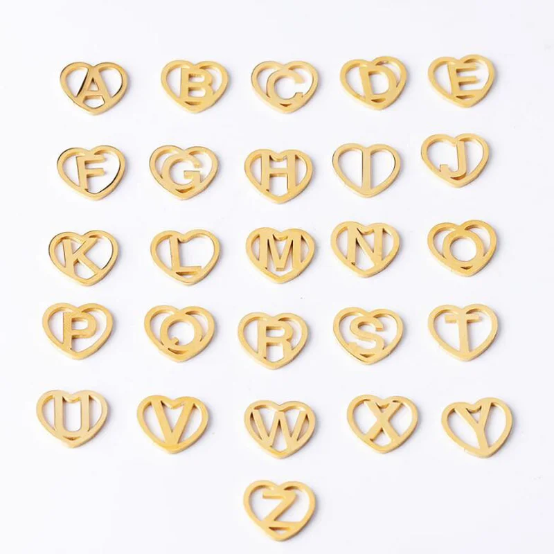 Fnixtar 11.2*12mm Stainless Steel Gold Color Hollow Heart Love Initials A-Z Alphabet Charms Letter Mini Polish Charms 26pcs/lot
Fnixtar 11.2*12mm Stainless Steel Gold Color Hollow Heart Love Initials A-Z Alphabet Charms Letter Mini Polish Charms 26pcs/lot