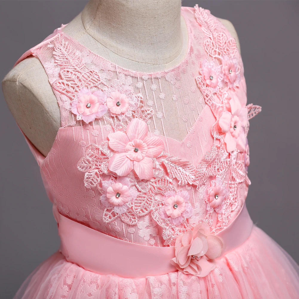 

Teenage Girls Formal Clothing 5 To 14 Years Lace Pink Blue Red White Emerald Green Dress Long Party Ball Gown Kids Elegant