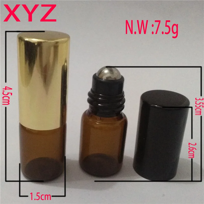 XYZ (100 шт./лот) 1 мл 2 3 5 стеклянная бутылка в рулоне с роликом из нержавеющей стали |