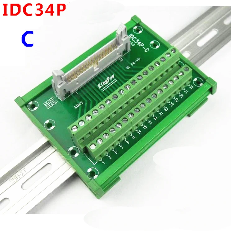 IDC34P male socket to 34P terminal block breakout board adapter PLC Relay terminal station DIN Rail Type
IDC34P male socket to 34P terminal block breakout board adapter PLC Relay terminal station DIN Rail Type