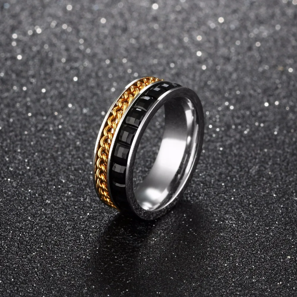New Chain Turn Black Cubic Zircon Mens Ring Titanium Steel Jewelry Fashion Wedding Party Ring Men Silver Color Rings For Man
New Chain Turn Black Cubic Zircon Mens Ring Titanium Steel Jewelry Fashion Wedding Party Ring Men Silver Color Rings For Man