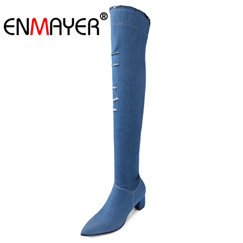 ENMAYER Denim Women Over the Knee boots Basic Boots Winter Pointed toe Thick Heels high high boots Zipper Fashion boots CR1015
ENMAYER Denim Women Over the Knee boots Basic Boots Winter Pointed toe Thick Heels high high boots Zipper Fashion boots CR1015