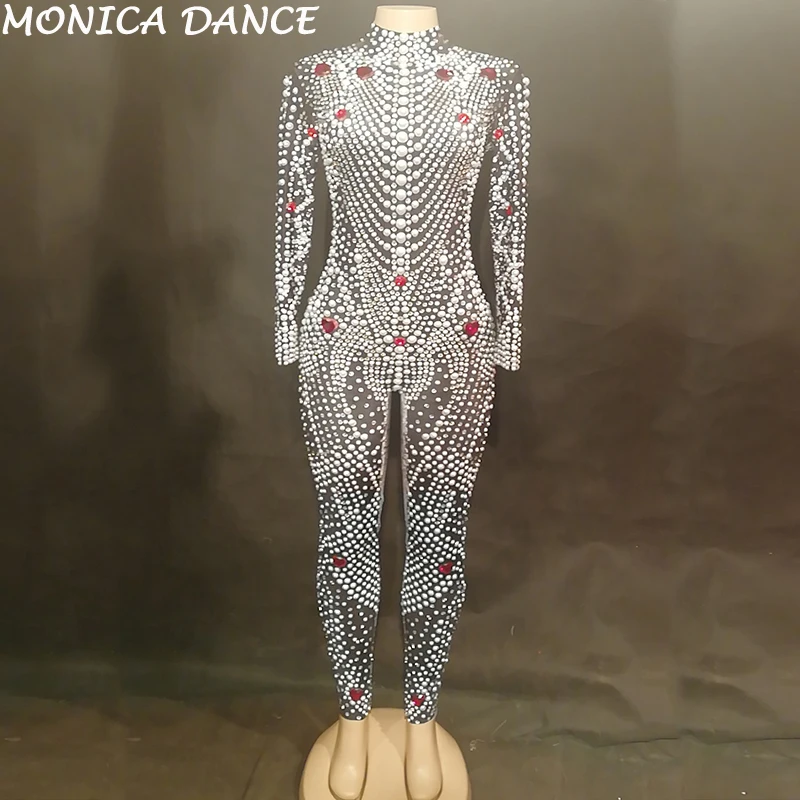 Women Sexy Black Rhinestones Pearls Jumpsuit Women's Birthday Stretch Bodysuit Leggings Nightclub Female Singer Dance Costume
Women Sexy Black Rhinestones Pearls Jumpsuit Women's Birthday Stretch Bodysuit Leggings Nightclub Female Singer Dance Costume