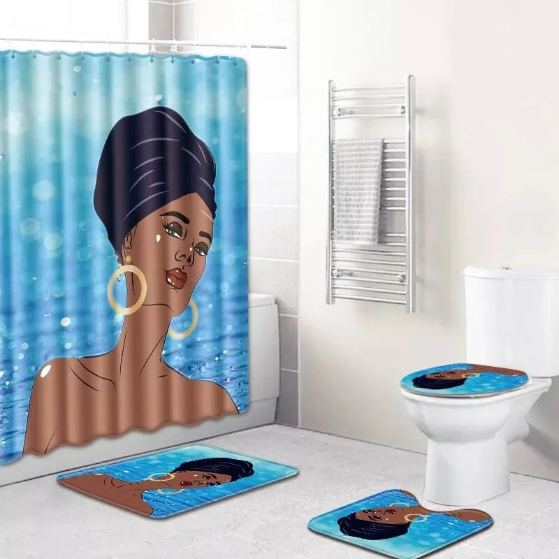 African American Shower Curtains Set Polyester Bathroom Curtain 180x180cm With Bathroom Mat Set Drop Shipping
African American Shower Curtains Set Polyester Bathroom Curtain 180x180cm With Bathroom Mat Set Drop Shipping