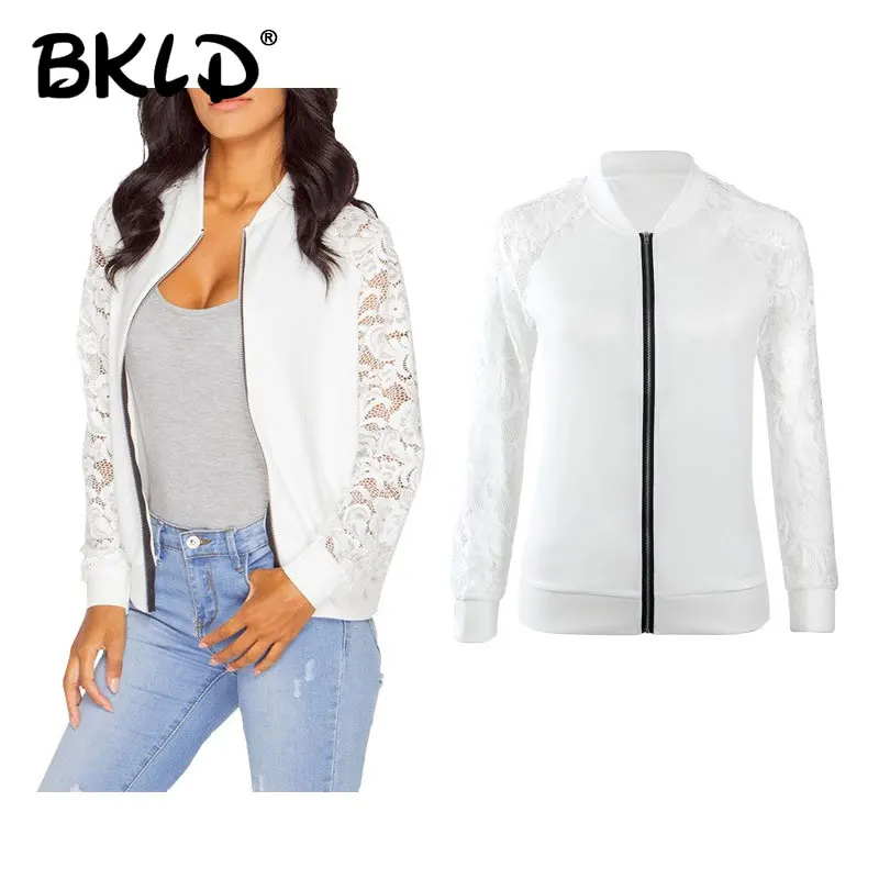BKLD New Spring Autumn Women Thin Jackets Tops Basic Bomber Jacket Long Sleeve Coat Casual Lace Sleeve Patchwork Women Outerwear
BKLD New Spring Autumn Women Thin Jackets Tops Basic Bomber Jacket Long Sleeve Coat Casual Lace Sleeve Patchwork Women Outerwear