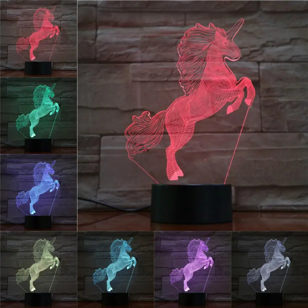 Animal Horse Unicorn 3D Lamp Illusion Children's Night Light LED RGB Bulb Multicolor Gift Kid Toy Holiday Nightligts Party Decor
Animal Horse Unicorn 3D Lamp Illusion Children's Night Light LED RGB Bulb Multicolor Gift Kid Toy Holiday Nightligts Party Decor