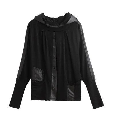 2018 Spring And Autumn New Personality Bat Sleeve T-shirt Top Fashion Stitching Loose Hooded Women's Casual T-shirt
2018 Spring And Autumn New Personality Bat Sleeve T-shirt Top Fashion Stitching Loose Hooded Women's Casual T-shirt