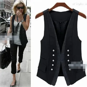 European black Double breasted Button Formal Long vest casaco feminino suit women vest blazers
European black Double breasted Button Formal Long vest casaco feminino suit women vest blazers