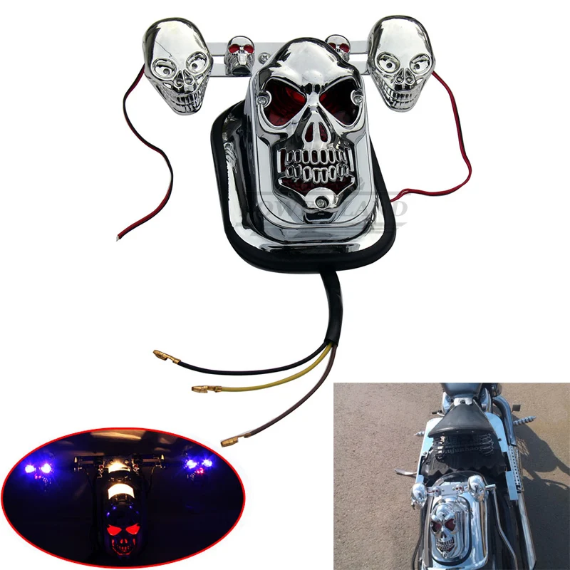 1 x Universal Fit Motorcycle Chrome Skull Turn Signal Rear Brake Tail Light ATV License Plate Integrated Rear Tail Light
1 x Universal Fit Motorcycle Chrome Skull Turn Signal Rear Brake Tail Light ATV License Plate Integrated Rear Tail Light