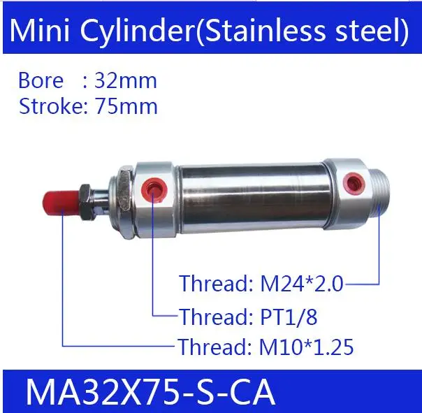 MA32X225-S-CA, Free shipping Pneumatic Stainless Air Cylinder 32MM Bore 225MM Stroke , 32*225 Double Action Mini Round Cylinders
MA32X225-S-CA, Free shipping Pneumatic Stainless Air Cylinder 32MM Bore 225MM Stroke , 32*225 Double Action Mini Round Cylinders