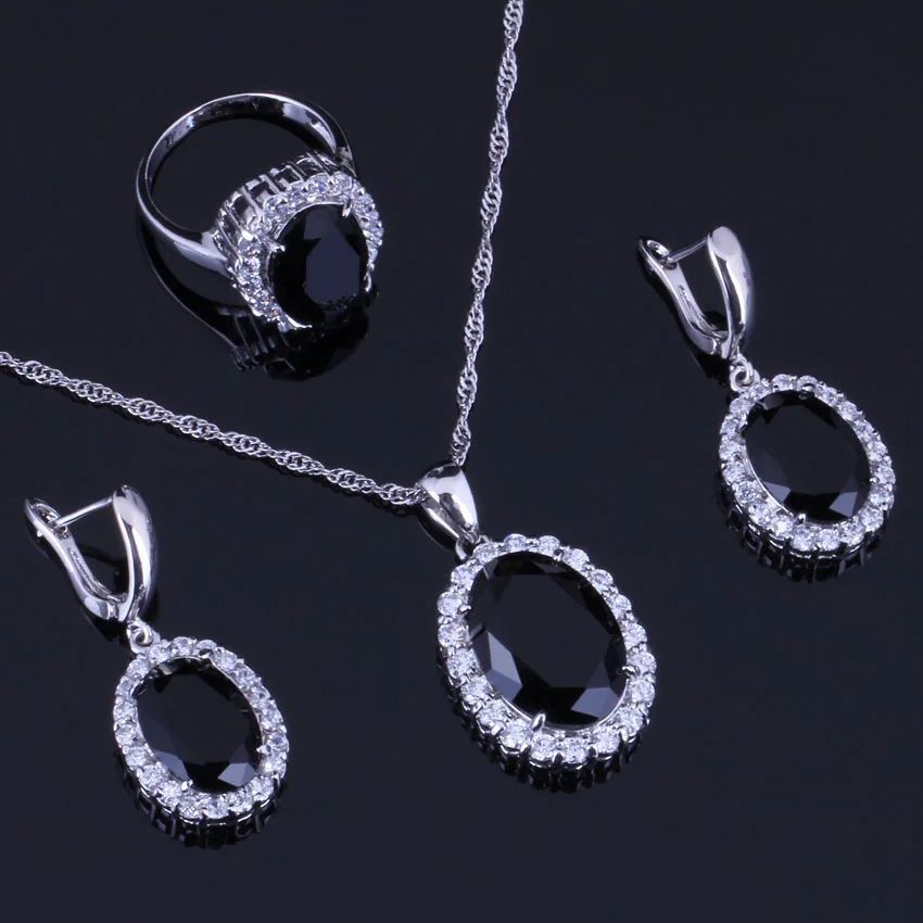 Amazing Oval Egg Black Cubic Zirconia White CZ Silver Plated Jewelry Sets Earrings Pendant Chain Ring V0283
Amazing Oval Egg Black Cubic Zirconia White CZ Silver Plated Jewelry Sets Earrings Pendant Chain Ring V0283