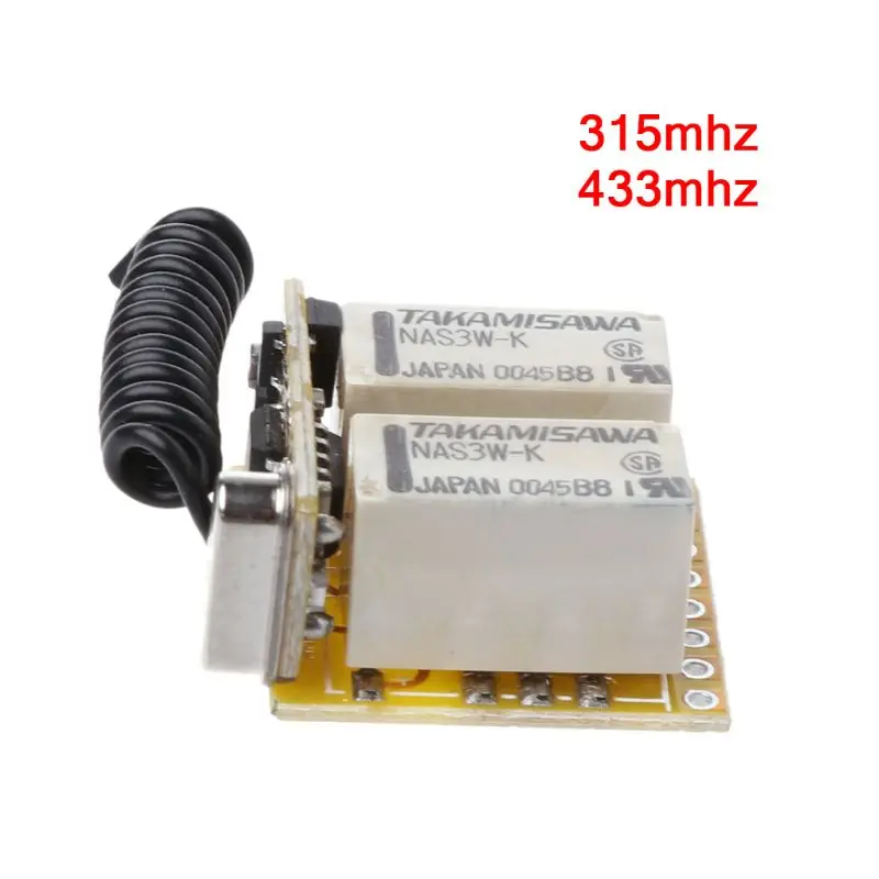 Relay Remote Switch 2CH DC3.7V 4.2V 5V 6V 7.4V 8.4V 9V 12V Output 0V Dry Contact Relay Switching Value NO COM NC 315MHz 433MHz
Relay Remote Switch 2CH DC3.7V 4.2V 5V 6V 7.4V 8.4V 9V 12V Output 0V Dry Contact Relay Switching Value NO COM NC 315MHz 433MHz