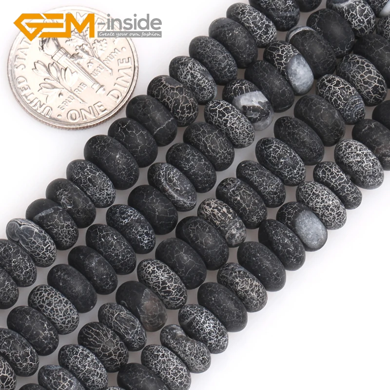 

GEM-inside 4x8mm Rondelle Natural Black Agates Stone Beads for Jewelry Making Loose Beads For DIY Strand 15 Inches Wholesale!