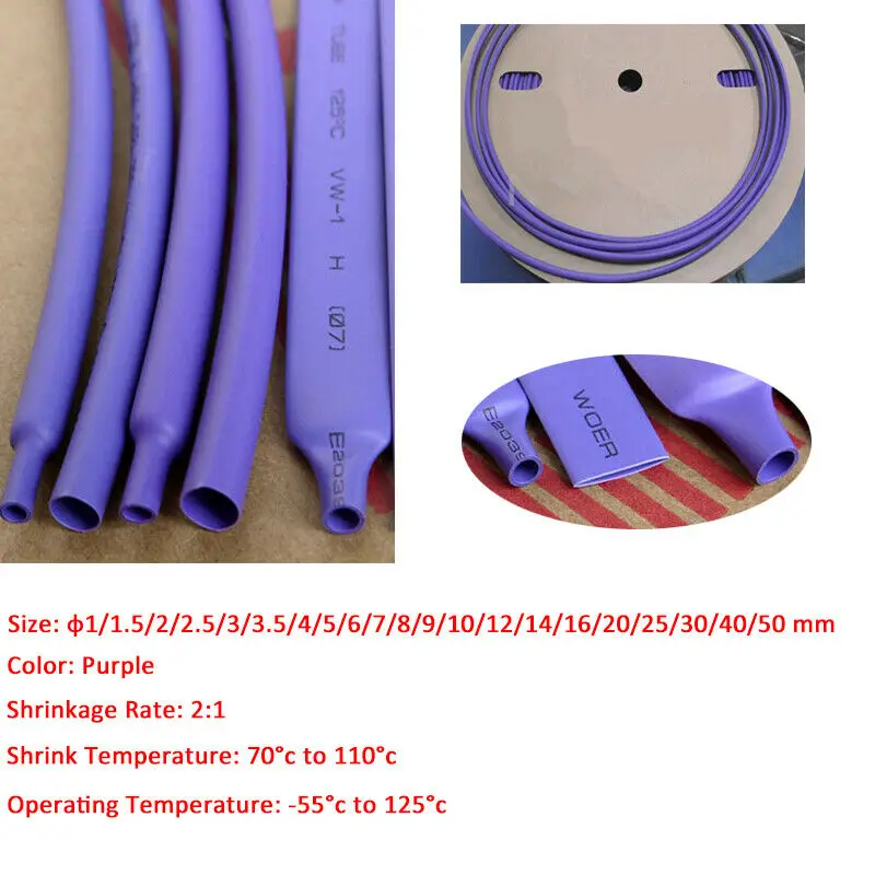 2:1 1mm-50mm Purple Heat Shrink Tubing Insulation Shrinkable Tube Electronic Polyolefin Wire Cable Sleeve Heat Shrink Tube
2:1 1mm-50mm Purple Heat Shrink Tubing Insulation Shrinkable Tube Electronic Polyolefin Wire Cable Sleeve Heat Shrink Tube