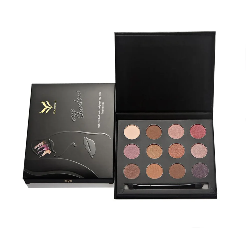Huamianli 12 Цветов тени для век Палитры Glamorous Смоки Тени Shimmer Цвета Макияж комплект по