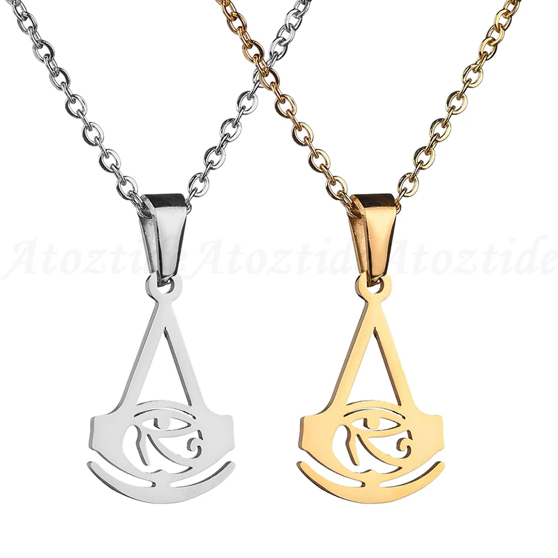 Atoztide Egyptian Hatchet Hollow Eye Of Horus Necklace For Women Men Vintage Stainless Steel Evil Pendant Amulet | Украшения и
