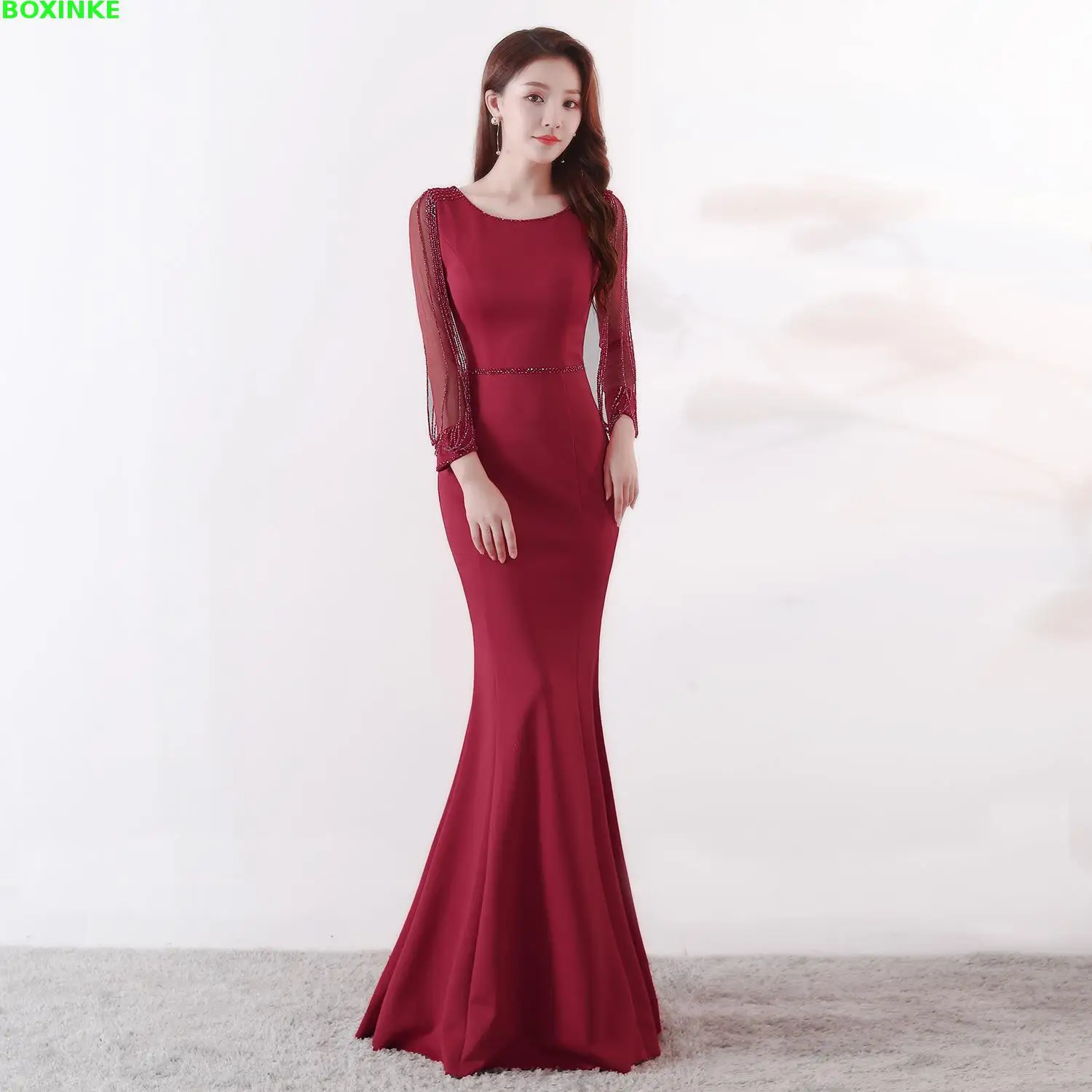 2018 Real Dress Vadim Polyester Lanon Cotton Vestido De Festa Dress New Autumn Long Sleeved Drill Chain Fish Tail Sexy Banquet
2018 Real Dress Vadim Polyester Lanon Cotton Vestido De Festa Dress New Autumn Long Sleeved Drill Chain Fish Tail Sexy Banquet