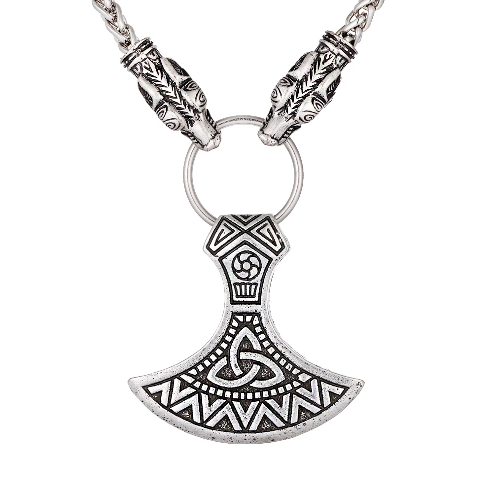 Nordic Viking Wolf Head Scandinavian Celtics Axe Talisman Pendant Necklace Men's Necklace Jewelry
Nordic Viking Wolf Head Scandinavian Celtics Axe Talisman Pendant Necklace Men's Necklace Jewelry