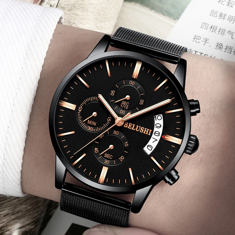 Men Watches 2020 Top Brand Luxury Business Quartz-watch Steel Mesh Multifunction Chronograph Wristwatch Date Male Saat Watch Man
Men Watches 2020 Top Brand Luxury Business Quartz-watch Steel Mesh Multifunction Chronograph Wristwatch Date Male Saat Watch Man