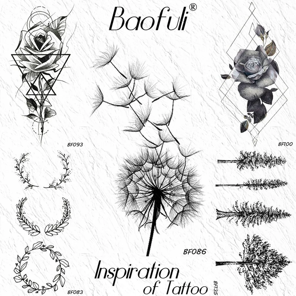 Baofuli Black Dandelion Temporary Tattoo Rose Wreath Geometric Waterproof Art Tattoos Arm Legs Fake Tatto Women Girls Body Arm
Baofuli Black Dandelion Temporary Tattoo Rose Wreath Geometric Waterproof Art Tattoos Arm Legs Fake Tatto Women Girls Body Arm
