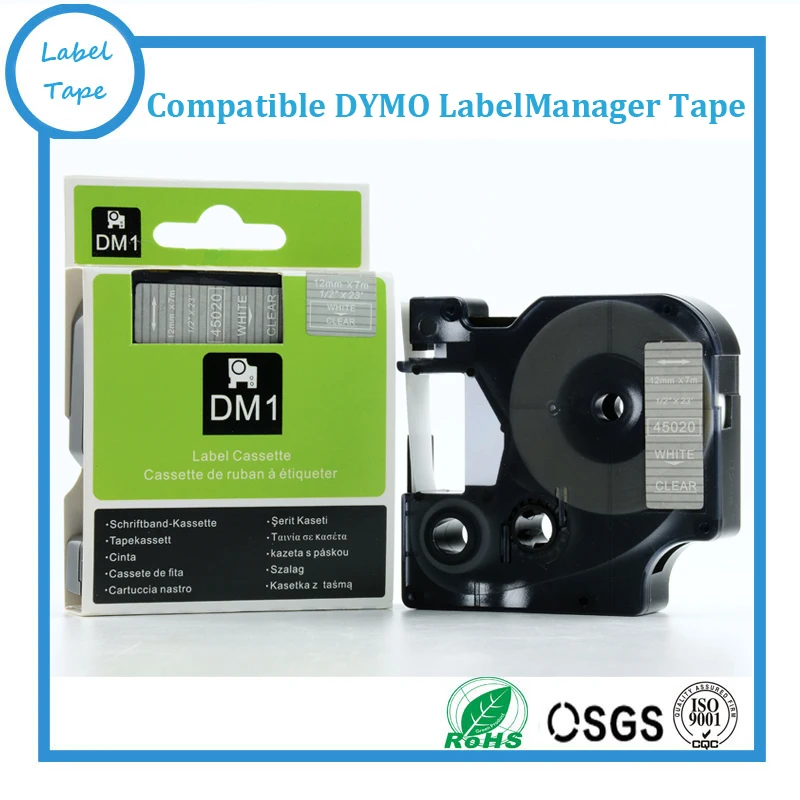 D1 Tape 45020 совместимый с Dymo D1 Label 12mm Tape Labelmanager Ламинированный Белый на прозрачном принтере Dymo (Бесплатная доставка)
D1 Tape 45020 совместимый с Dymo D1 Label 12mm Tape Labelmanager Ламинированный Белый на прозрачном принтере Dymo (Бесплатная доставка)
