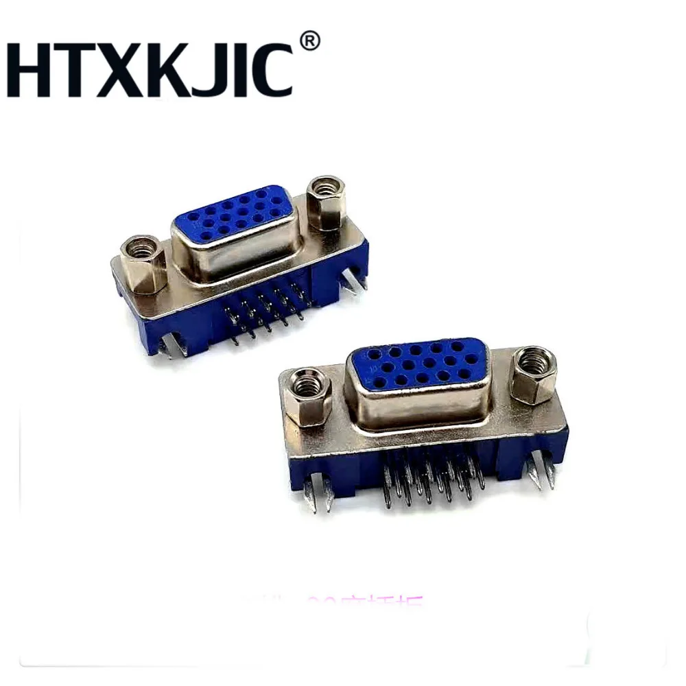 500 шт. DB15 DR15 3 ряда синий параллельный порт 15 Pin D Sub Female Way PCB 90 градусов Разъем