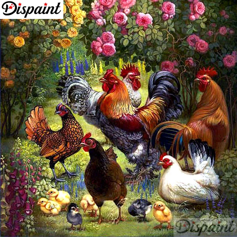 

Dispaint Full Square/Round Drill 5D DIY Diamond Painting "Animal chicken" Embroidery Cross Stitch 3D Home Decor Gift A10219