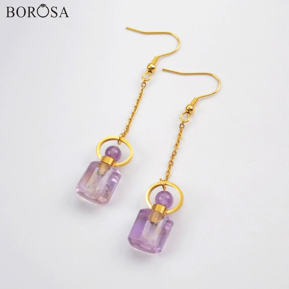 BOROSA 3Pairs Fashion Perfume Bottle Shape Natural Amethysts Drop Earrings Scent-bottle Shape Gems Women Earring as Gifts WX1169
BOROSA 3Pairs Fashion Perfume Bottle Shape Natural Amethysts Drop Earrings Scent-bottle Shape Gems Women Earring as Gifts WX1169