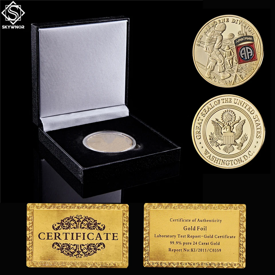 USA 82nd Airborne Division Gold Military Challenge Coins Custom Souvenir Coin W/ High-end Box Display
USA 82nd Airborne Division Gold Military Challenge Coins Custom Souvenir Coin W/ High-end Box Display