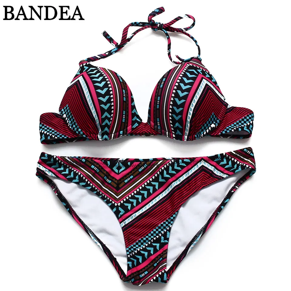 

BANDEA Sexy Print Bikini Set Vintage Cut Out Swimwear Strappy Swimsuit Retro Bathing Suit Push Up Maillot De Bain Biquini