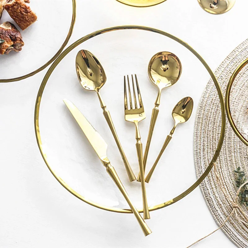 New Stainless Steel Golden Cutlery Set Mirror Polishing Dinnerware Tableware Dinner Knife Fork Foods Tools Kitchen Accessories
New Stainless Steel Golden Cutlery Set Mirror Polishing Dinnerware Tableware Dinner Knife Fork Foods Tools Kitchen Accessories