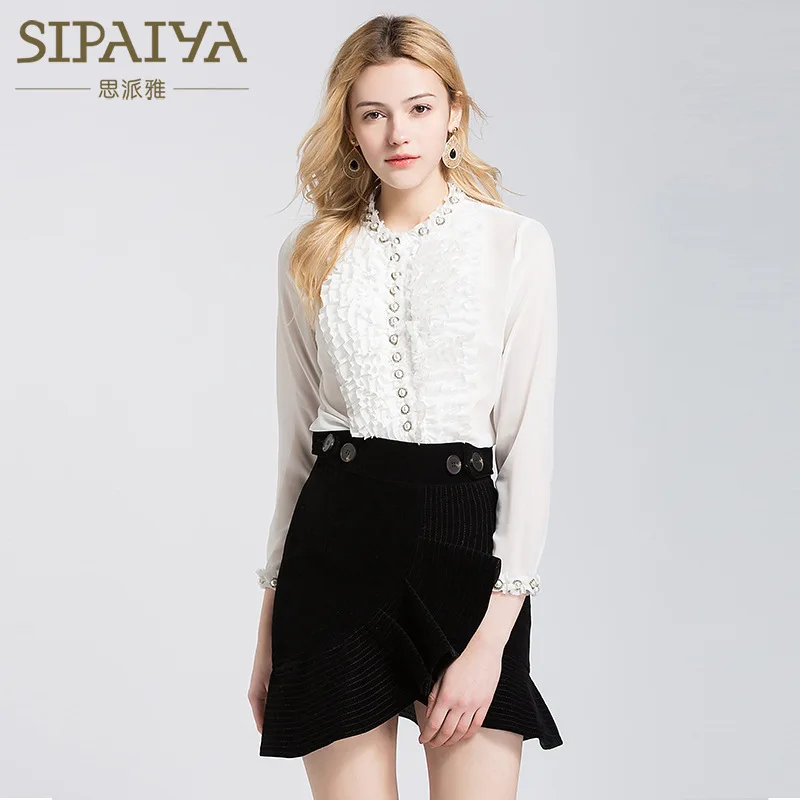 New summer 2018, cultivate morality perspective chiffon shirt fashionable Europe and the United States women's OL nail bead
New summer 2018, cultivate morality perspective chiffon shirt fashionable Europe and the United States women's OL nail bead