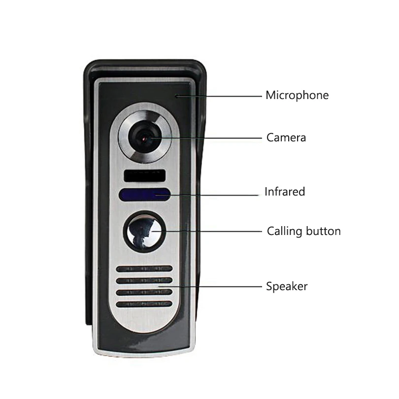 7" LCD Video Door Phone System 2 Monitor Intercom Aluminum Alloy Camera Doorbell Home Doorphone kit | Безопасность и защита