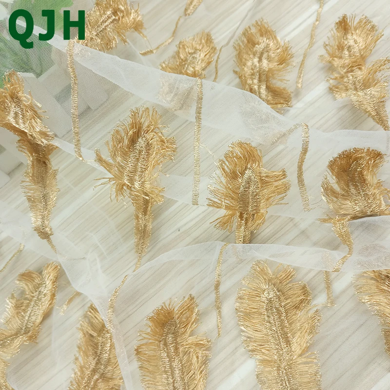 New Hot Sale Exquisite gold thread feather 3D Embroidery Lace Fabric African Wedding Dress Tulle Patchwork DIY Cloth 125cm Width
New Hot Sale Exquisite gold thread feather 3D Embroidery Lace Fabric African Wedding Dress Tulle Patchwork DIY Cloth 125cm Width