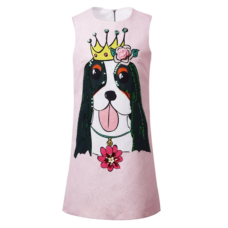 2018runway designer dress summer women slim tri-dimensional flower diamond embroidery sequins cartoon puppy print pink dress new
2018runway designer dress summer women slim tri-dimensional flower diamond embroidery sequins cartoon puppy print pink dress new