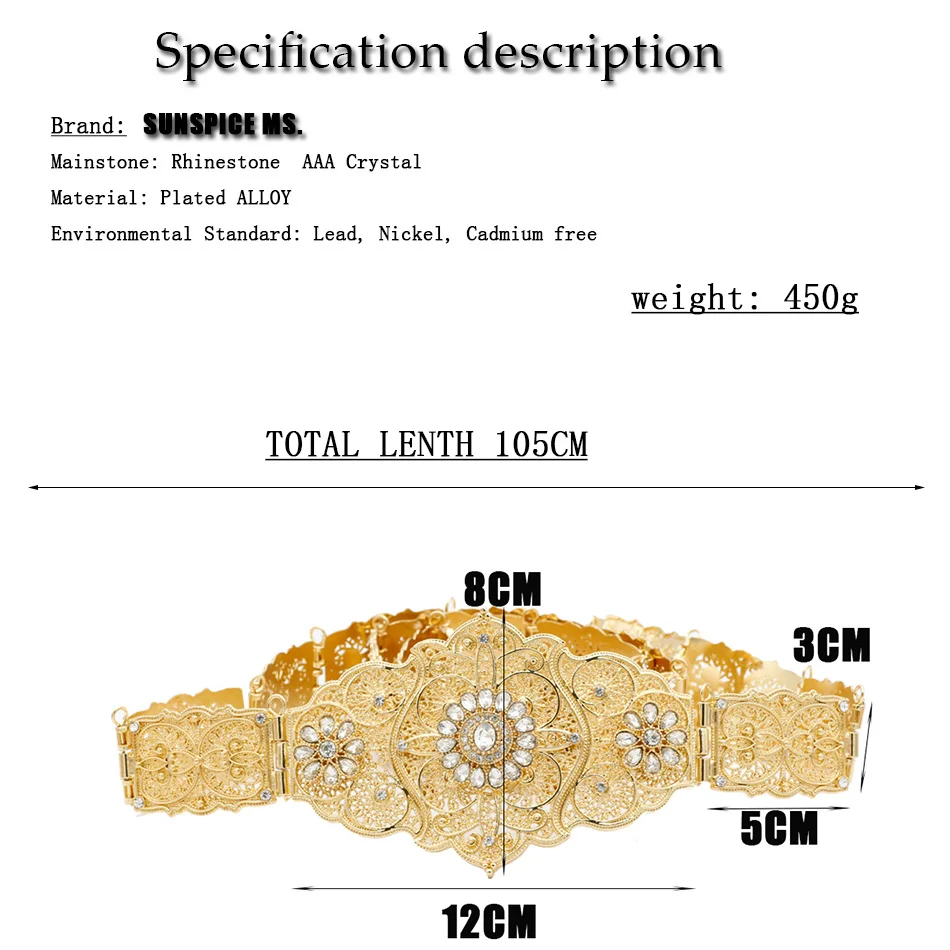 SUNSPICE-MS Vintage Wedding Belt Flower Sash For Women Antique Silver Color Adjustable Length Caftan Rhinestone Bridal Jewelry
SUNSPICE-MS Vintage Wedding Belt Flower Sash For Women Antique Silver Color Adjustable Length Caftan Rhinestone Bridal Jewelry