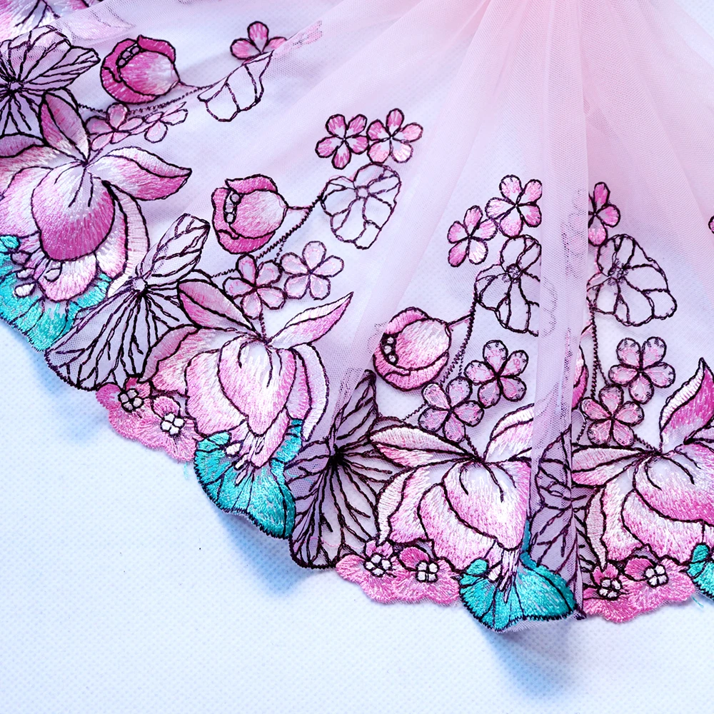 1 Meter 22ccm Width Embroidered Flower Lace Fabrics Embroidery Lace Trims Pink Mesh Tulle Sewing Applique Dress Decorations
1 Meter 22ccm Width Embroidered Flower Lace Fabrics Embroidery Lace Trims Pink Mesh Tulle Sewing Applique Dress Decorations