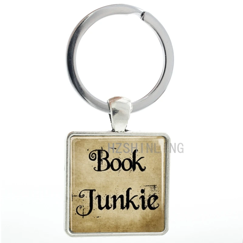 Vintage charms Book Junkie square keychain fashion book lover key chain ring holder school jewelry keyring friends gifts AA41
Vintage charms Book Junkie square keychain fashion book lover key chain ring holder school jewelry keyring friends gifts AA41