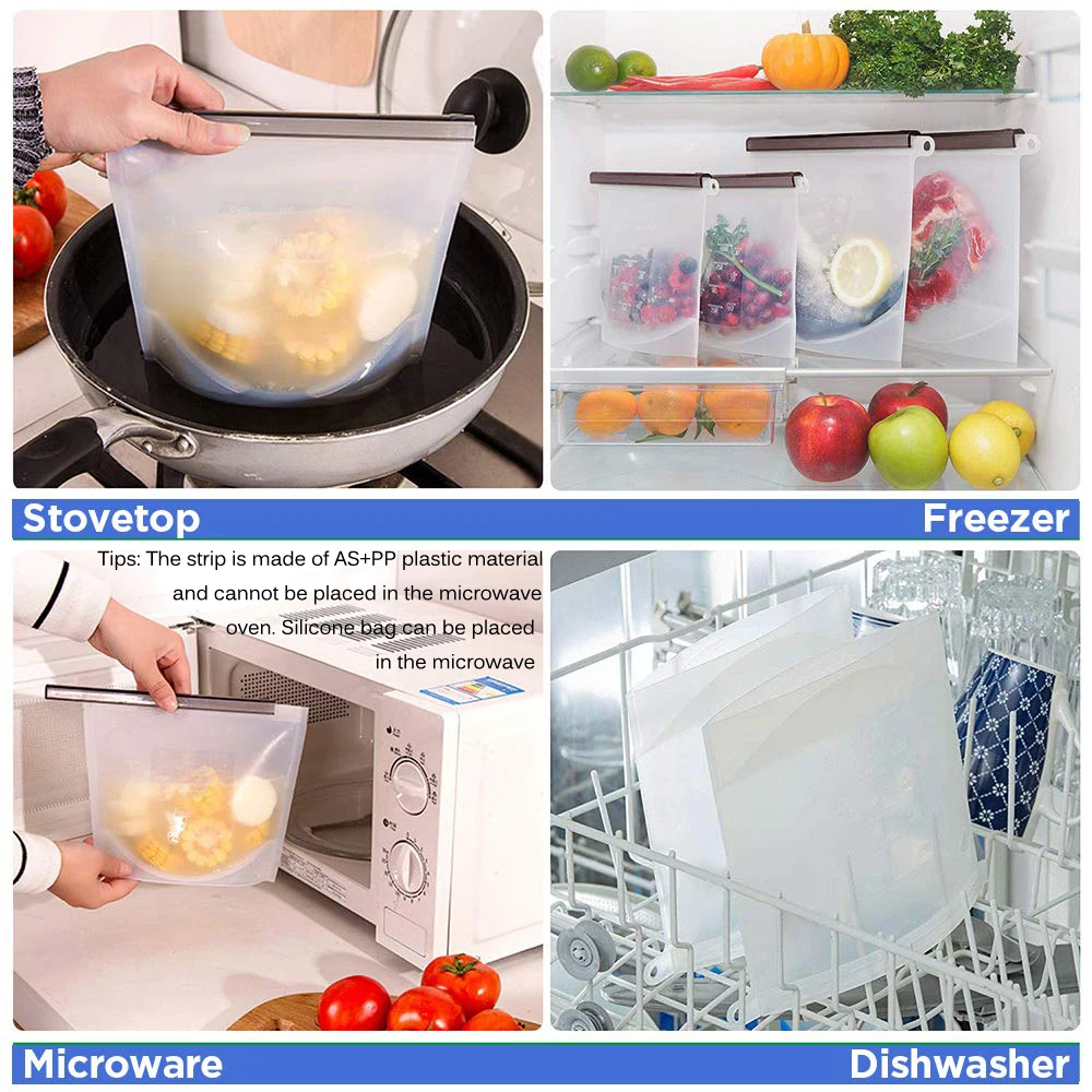 1.5L Reusable Ziplock Vacuum Storage Bag Silicone Food Freezer Fresh Preservation
1.5L Reusable Ziplock Vacuum Storage Bag Silicone Food Freezer Fresh Preservation