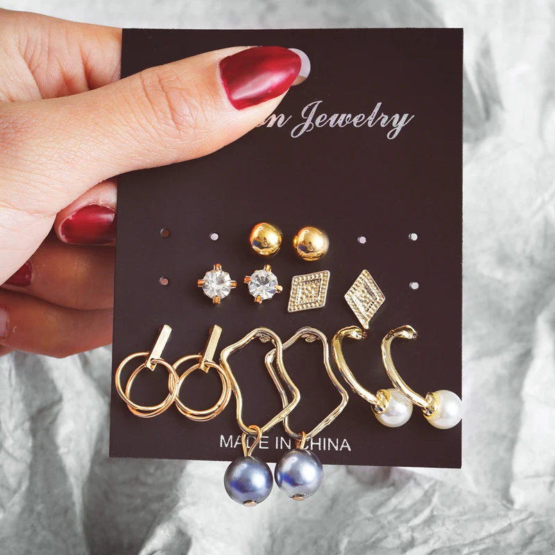 IF YOU Vintage Gold Color Crystal Stud Earring Set For Women Round Fashion Geometric Pearl Earrings Brincos Jewelry 2019 New
IF YOU Vintage Gold Color Crystal Stud Earring Set For Women Round Fashion Geometric Pearl Earrings Brincos Jewelry 2019 New