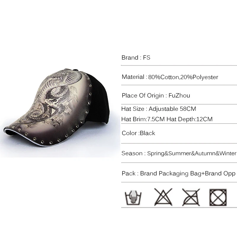 FS 3D Printing Chinese Dragon Baseball Caps For Women With Rivet Streetwear Men Caps And Hats Hip Hop Cap Snapback Bone 2019
FS 3D Printing Chinese Dragon Baseball Caps For Women With Rivet Streetwear Men Caps And Hats Hip Hop Cap Snapback Bone 2019